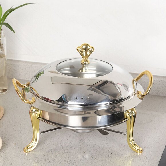 SOGA Gold Stainless Steel Round Chafing Dish – Buffet Food Warmer & Catering Ser - Picture 1 of 14